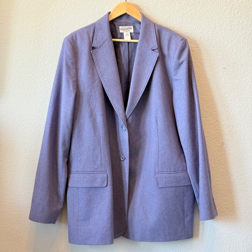 Pendleton Womens Blazer 100% Virgin Wool Tall 20 Lavender Purple Made USA